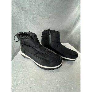 All In Motion womens Black boots 11 Winter Faux Fur Lined With Drawstring Closur